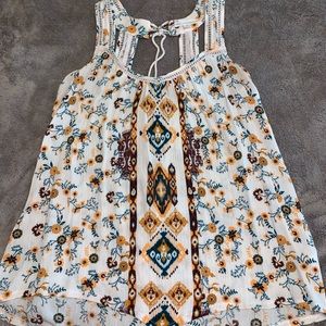 White Floral Tank Top